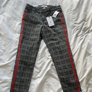 NWT Skinnygirl Skinny Hidden Message Plaid Jeans High Rise White Black Womens 10